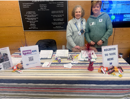 League of Women Voters of Bucks County visits Quakertown High School and helps students register to vote and encourages students to uphold their civic duty.